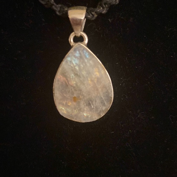 RAINBOW MOONSTONE! PENDANT ONLY Sterling Silver 925 stone is unpolished - Picture 12 of 16